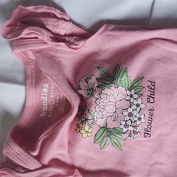 Bundles 0-3 Flower Child Pink Diaper Shirt - Picture 2 of 3